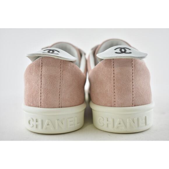 Chanel 20S Weekender Pink Suede CC Logo Laces Low Top Flat Runner Sneaker 42 - Picture 10 of 12